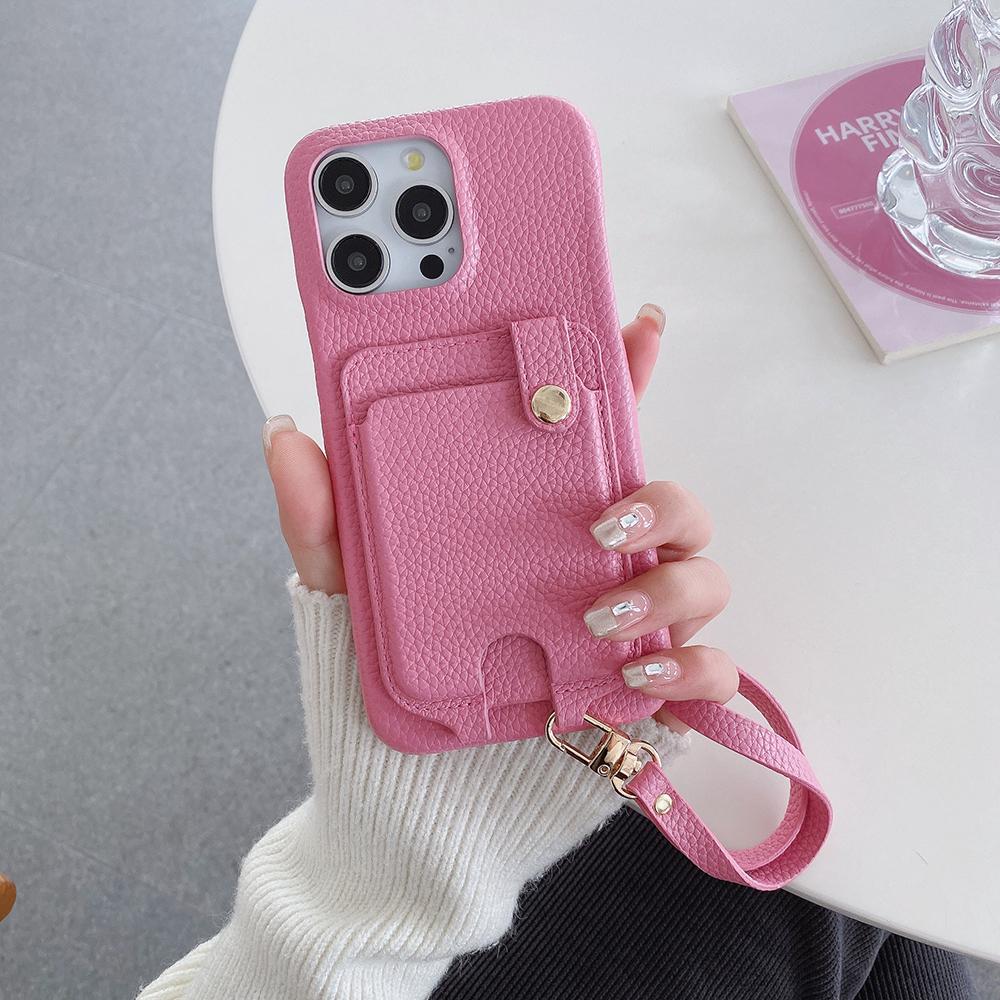 Für iPhone 16 Pro Max Hülle Multifunktionale Kartenfächer Leder Rückseite mit Handschlaufe