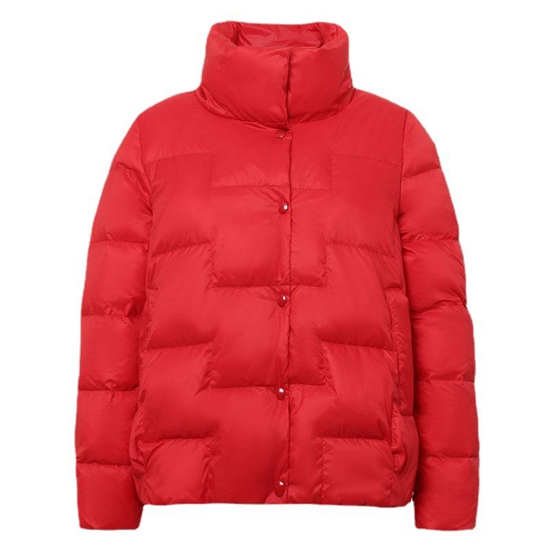Autumn and winter warm short light down jacket women's stand-up collar light thin small winter coat winter clothing