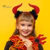Halloween Costume Accessories Red Devil Costume, Glitter Horn Headband And Trident Prop Glittery Kit for Cosplay, Masquerade Party Performance Adults
