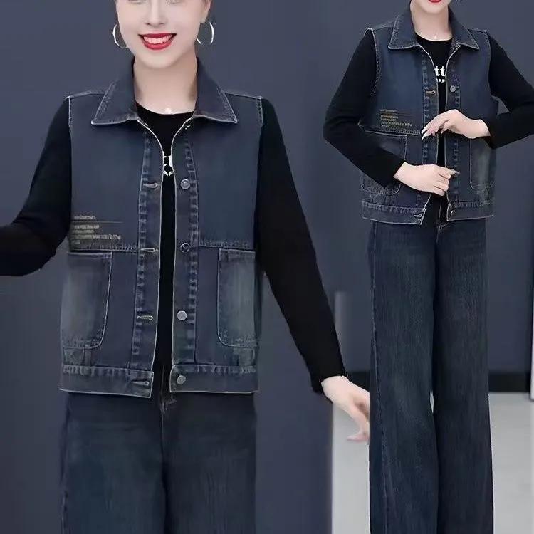 Denim Vest Vest Women's Autumn Plus Velvet Loose Casual Vest Outer Wear