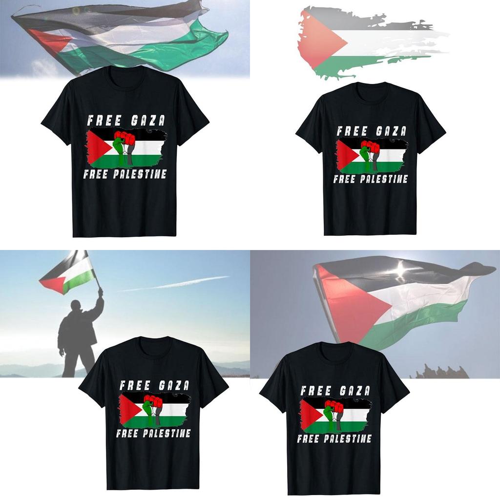 Free Palestine Cartoon Anime Short Sleeve T-shirt For Teenagers