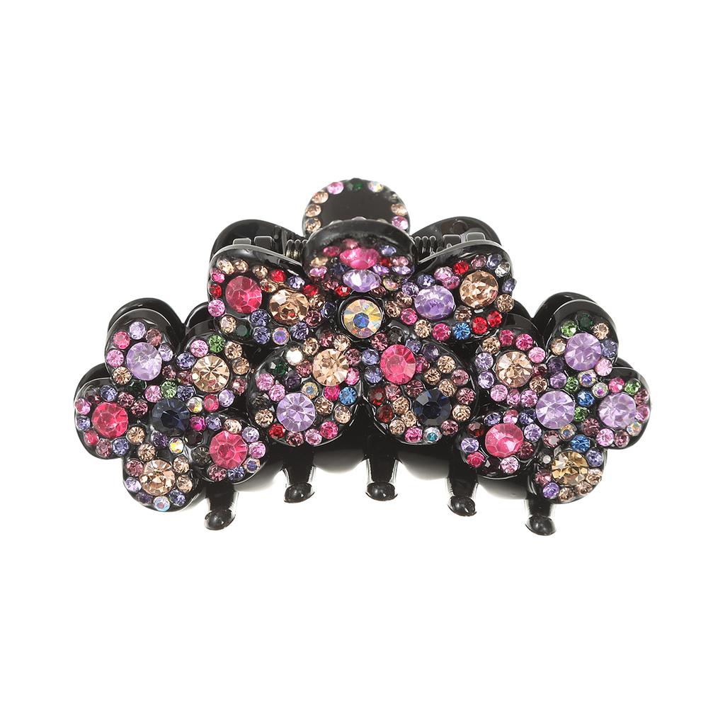 AWAYTR Glitzernde Strass-Blume Haarklammer Haarspange Mädchen Koreanische Pferdeschwanz-Haarnadel Frauen Hai-Klammer Temperament Haarklammer