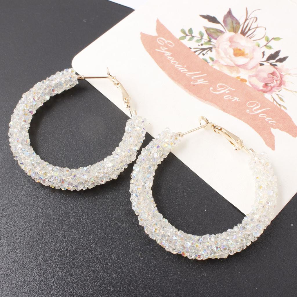 Crystal Hoop Earrings For Women C-shaped Punk Brincos Fashion Jewelry Bijoux Geometric Circle Loop Earring pendientes mujer