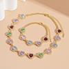 Super Flash Diamond Colored Love Clavicle Necklace Court Style Niche Necklace Set
