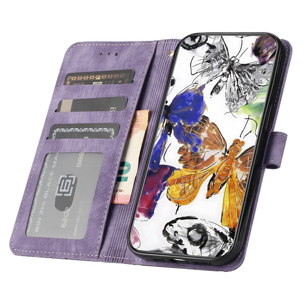 For Samsung Galaxy S24 Ultra Case Butterfly Imprinted PU Leather Wallet Phone Cover with Strap