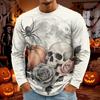 Men's Halloween Print Long Sleeve Tee Neck Fashion Top