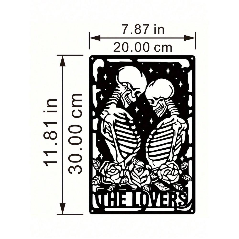 Metal Wall Art Skull Couple Decorative Plaque Home Ornament Laser Cut