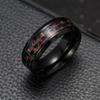 Fashion Titanium Steel Carbon Fiber Ring For Men Blue Red Square Carbon Fiber Ring Men 'S Cool Ring Fashion Jewelry