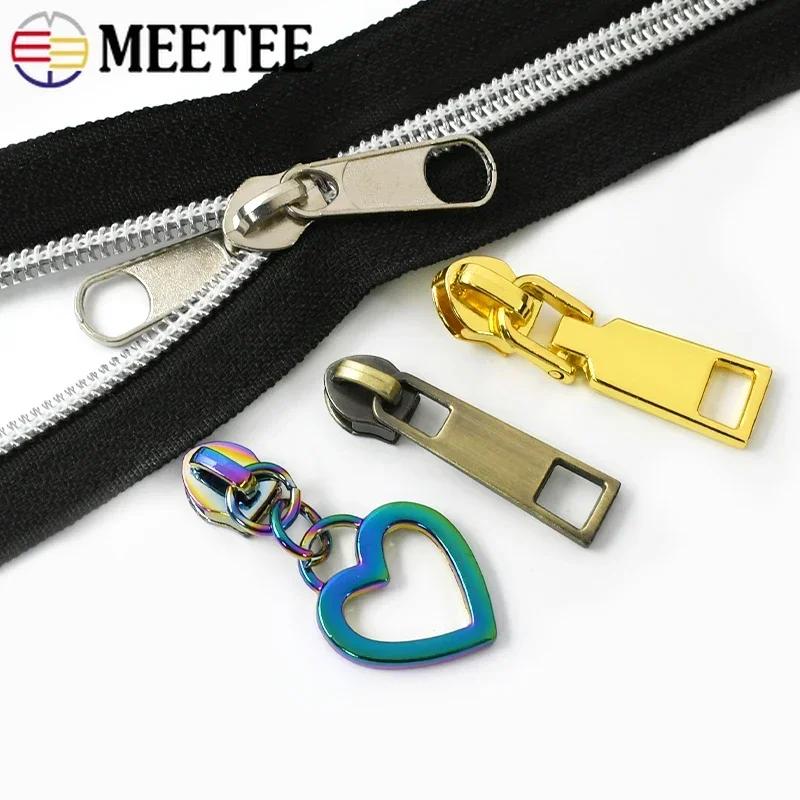 5-30Pcs Meetee 5# Nylon Zipper Puller Down Jackets Bags Zippers Sliders Garment Zips Head Repair Kits DIY Sewing Accessories