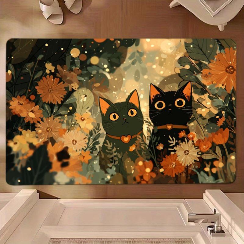 Cute Cat Decorative Floor Mat - Dirt & Wear-Resistant, Easy-Clean Entrance Mat