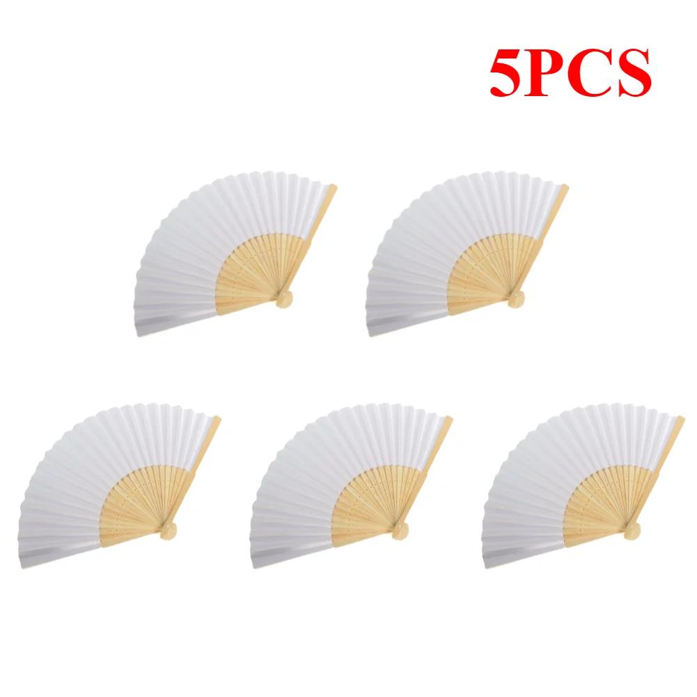 Blank White DIY Paper Decorative Fans Hand Practice Paper Fan Portable Hand-painted Personalized Elegant for Dance Cosplay Props