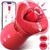 Vibrador Estilo Oral 5 em 1: Um brinquedo sexual de cor rosa com 10 modos de lamber e sugar a língua, projetado para estimulação anal, clitoriana e dos mamilos