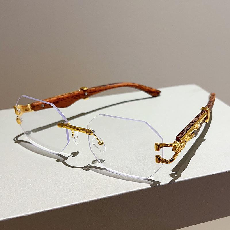 Vintage Fashion Steampunk Rimless Sunglasses Women For Men Luxury Brand Designer Irregular Sun Glasses Metal Leopard Head Shades