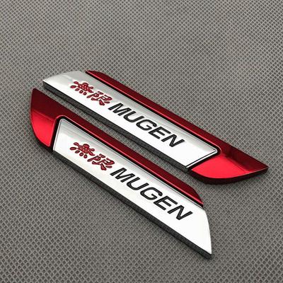 Aizfa Metal MUGEN Side Wing Chrome Emblem Car Door Fender Sport Badge Stick for Car Tuning 1 Pair Red Aizfa