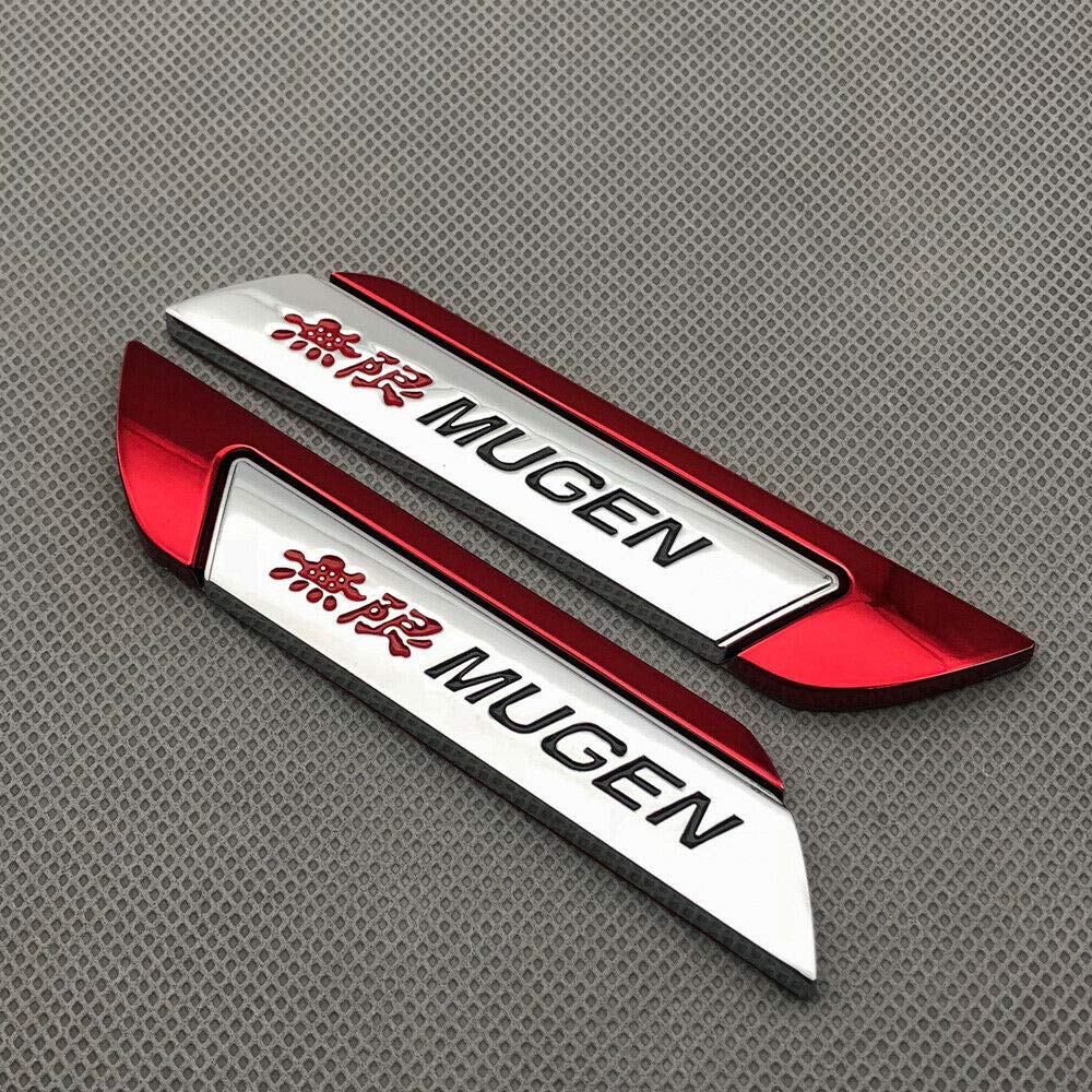 

Aizfa Металева MUGEN Бічне крило Хромована емблема Крило дверцят автомобіля Спортивна наклейка для тюнінгу автомобіля 1 пара Червона Aizfa червоний