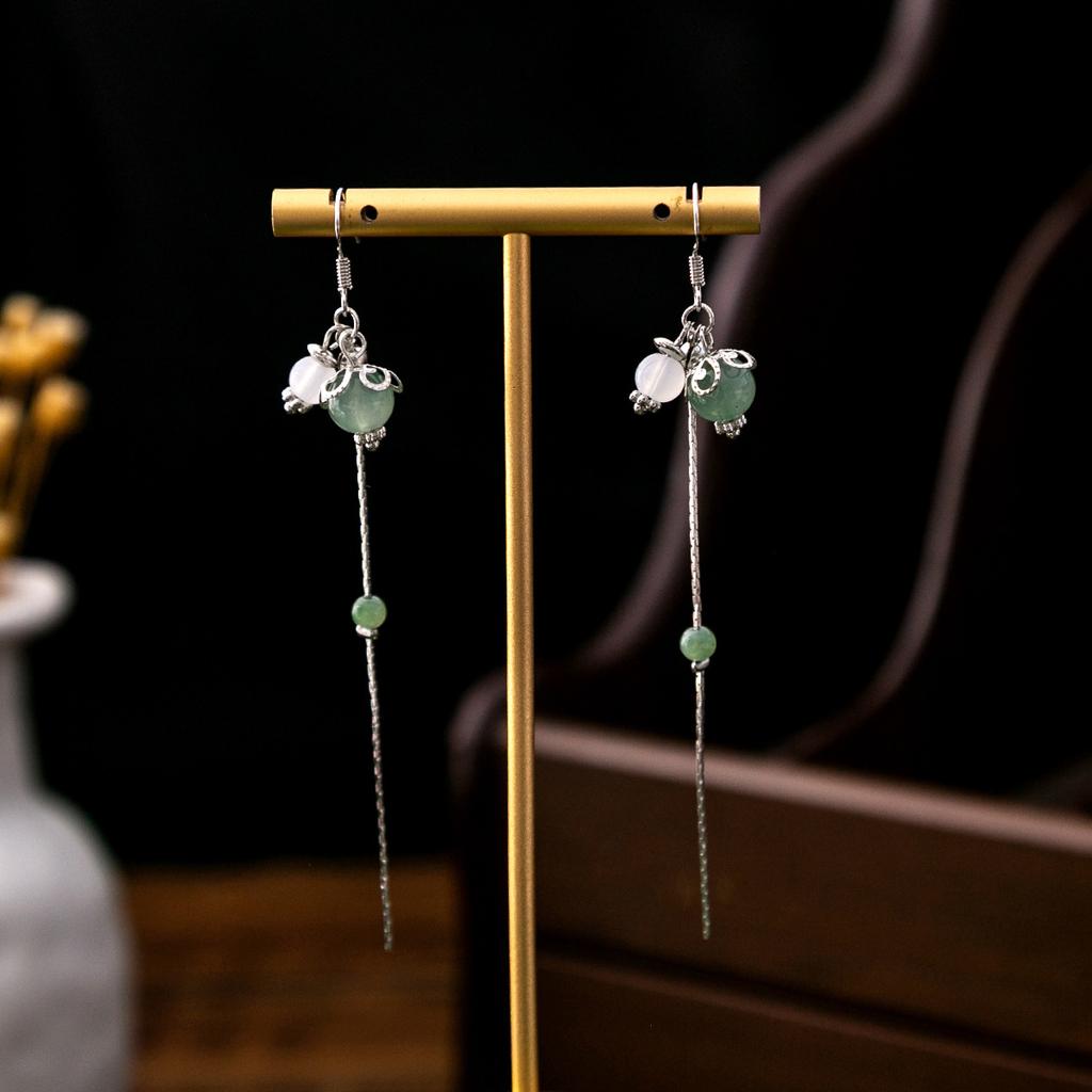 BLINGBAY Women's New Chinese Style Imitation Pearl Earrings Chinese Style Butterfly Drop-shaped Tassel Earrings Simple Hanfu Accessories Retro Jewelry
