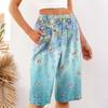Women's Summer Fashion Retro Floral Polka Dot Print Knee Length Lightweight Elastic Waist Casual Pocket Shorts