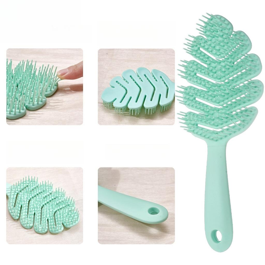 1 PC Long-handled Leaf Shampoo Brush, Fluffy and Soft Massage Brush, Scalp Meridian Shampoo and Massage Comb In One, Holiday Gift