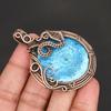 Handmade Copper Wire Wrapped Pendant Natural Blue Solar Quartz Stone Necklace Unique Boho Jewelry for Women