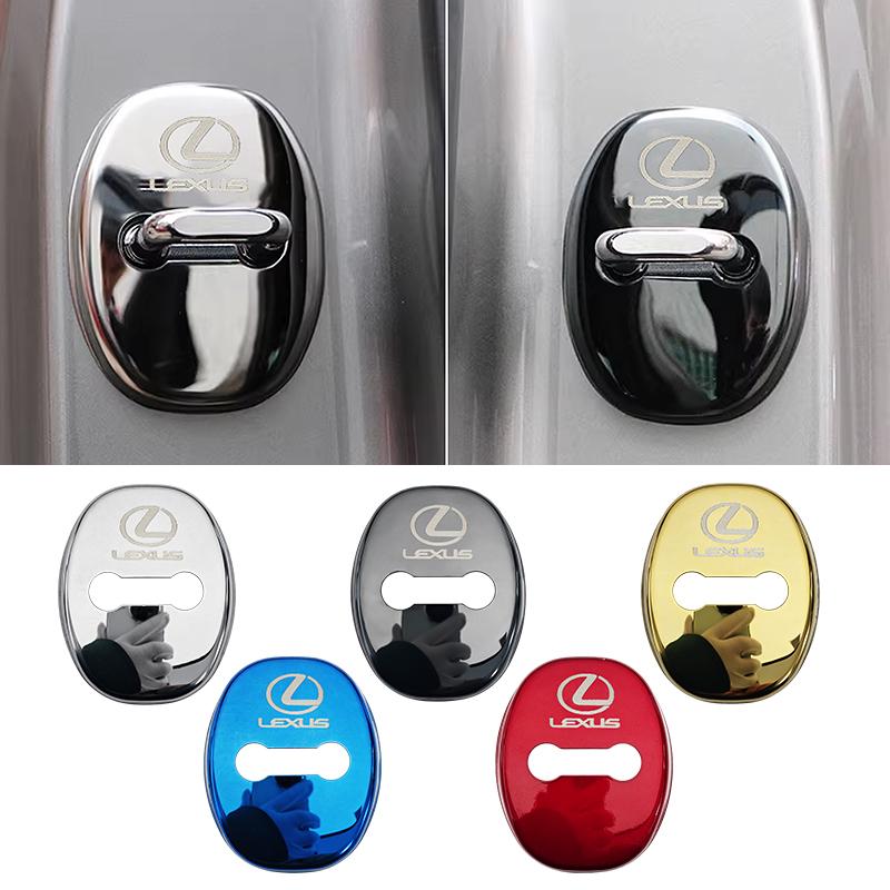crvjlm1 4pcs Car Door Lock Covers Anti-rust Case Stainless Steel Protect Buckle for Lexus F SPORT ES CT GS IS UX GX LBX NX RX 350h 450h
