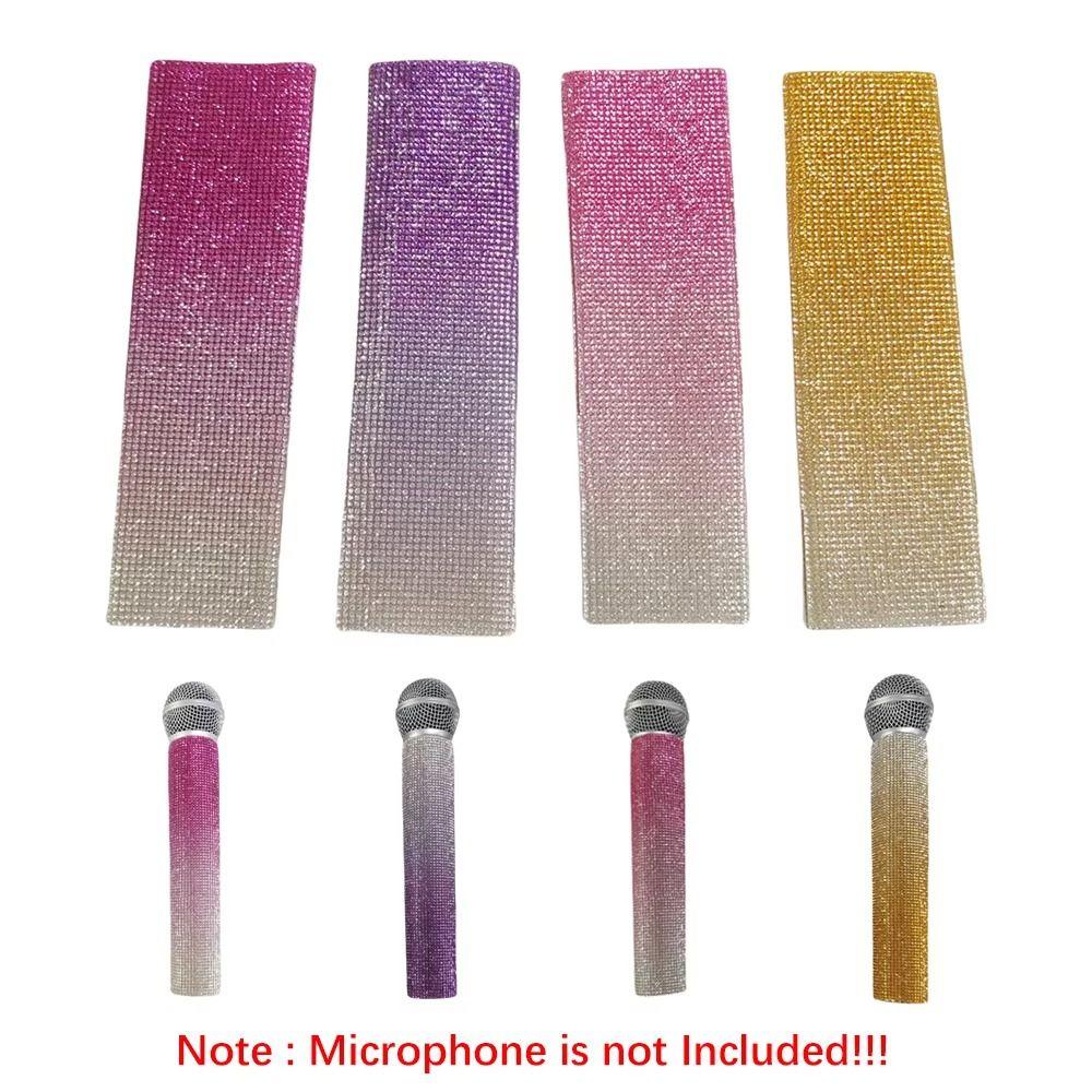 Coprimicrofono Argento Oro Strass Manico Microfono Bling Bling Manicotto per Microfono Show TV