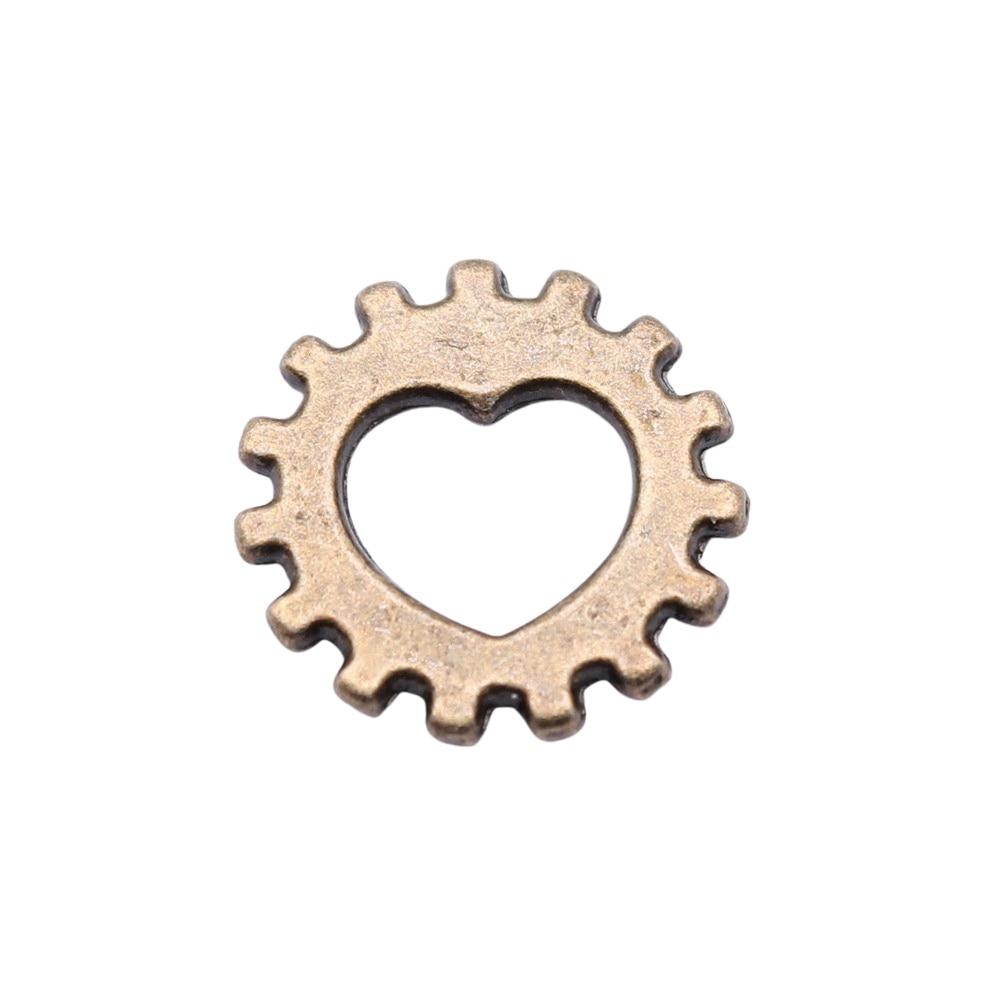 

40шт Gear Heart Charms Charms Античная бронза Цвет Цинковый сплав 12 мм