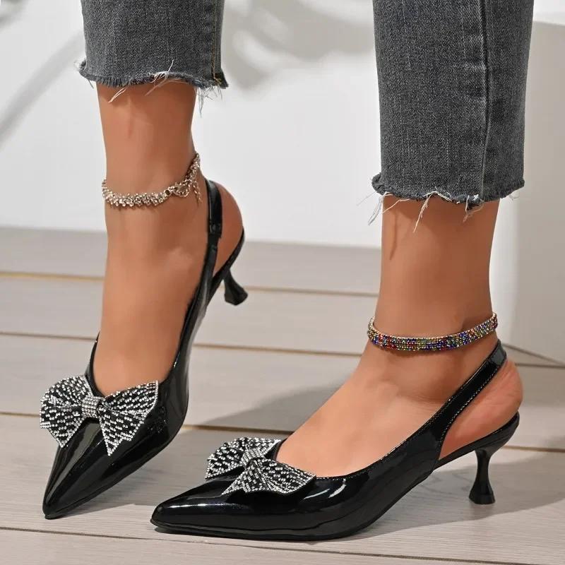 Women's High Heels 2025 Fashion Crystal Butterfly-knot Office and Career Best Seller Plus Size Closed Toe Sandals Heels Women