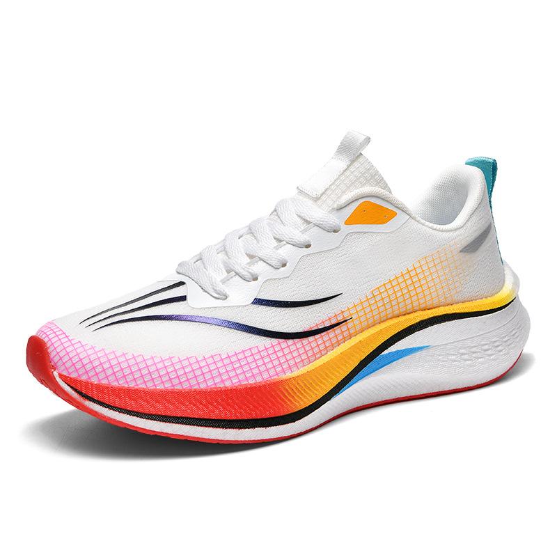 Guochao platform ultra-light breathable popcorn professional marathon racing running shoes couple contrasting color autumn sports shoes
