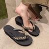 Fashion Flip Flops Women's Slippers Summer 5cm Slope High Heel Non Slip Outer Wear Fashionable Height Enhancing Cool Slippers Women