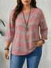 Plus Size Women's Striped Long Sleeve Round Neck Hoodie - Spring & Autumn 2026 Collection