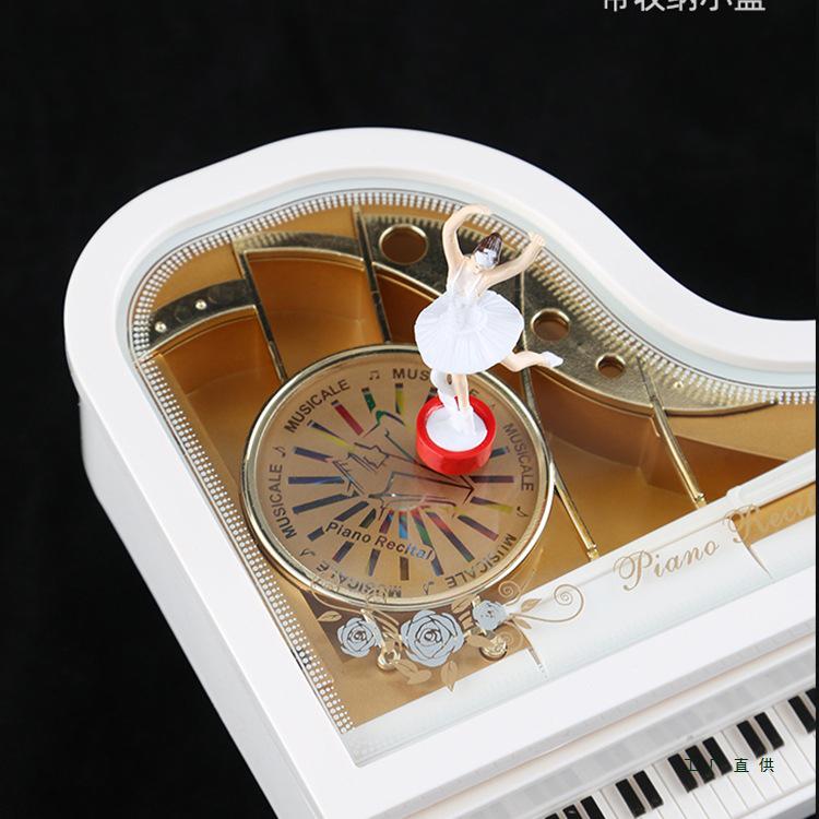 White Ballet Dancing Girl Grand Piano Music Box - Cute Birthday Ornament