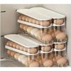 Bilayer Fridge Egg Storage Box Ladder Style Automatic Rolling Egg Holder Rack Refrigerator Dispenser Egg Organizer