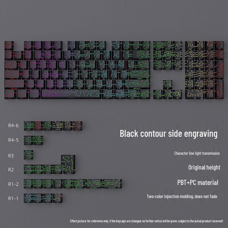 Contour PBT Translucent Side-Printed Mechanical Keyboard Keycaps with Magnetic Switch, Original Height, Two-Color Full Set (130/97)
