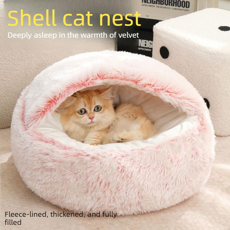 Half-sealed Shell Pet Litter Plush To Keep Warm In All Seasons