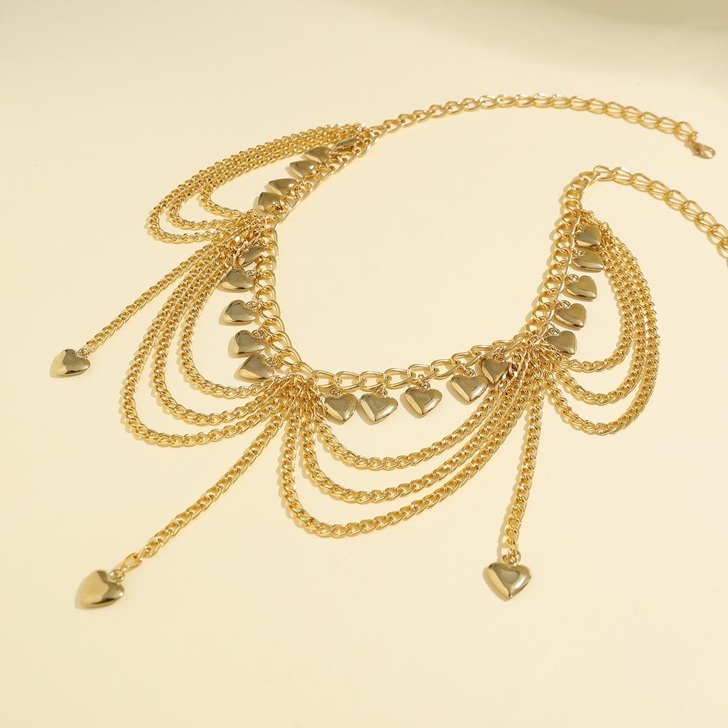 Metal Heart-shaped Pearl Waist Chain Sexy Star Chain Multilayer Butterfly Ball Love Heart Pendant  Tassel Butterfly Body Chain
