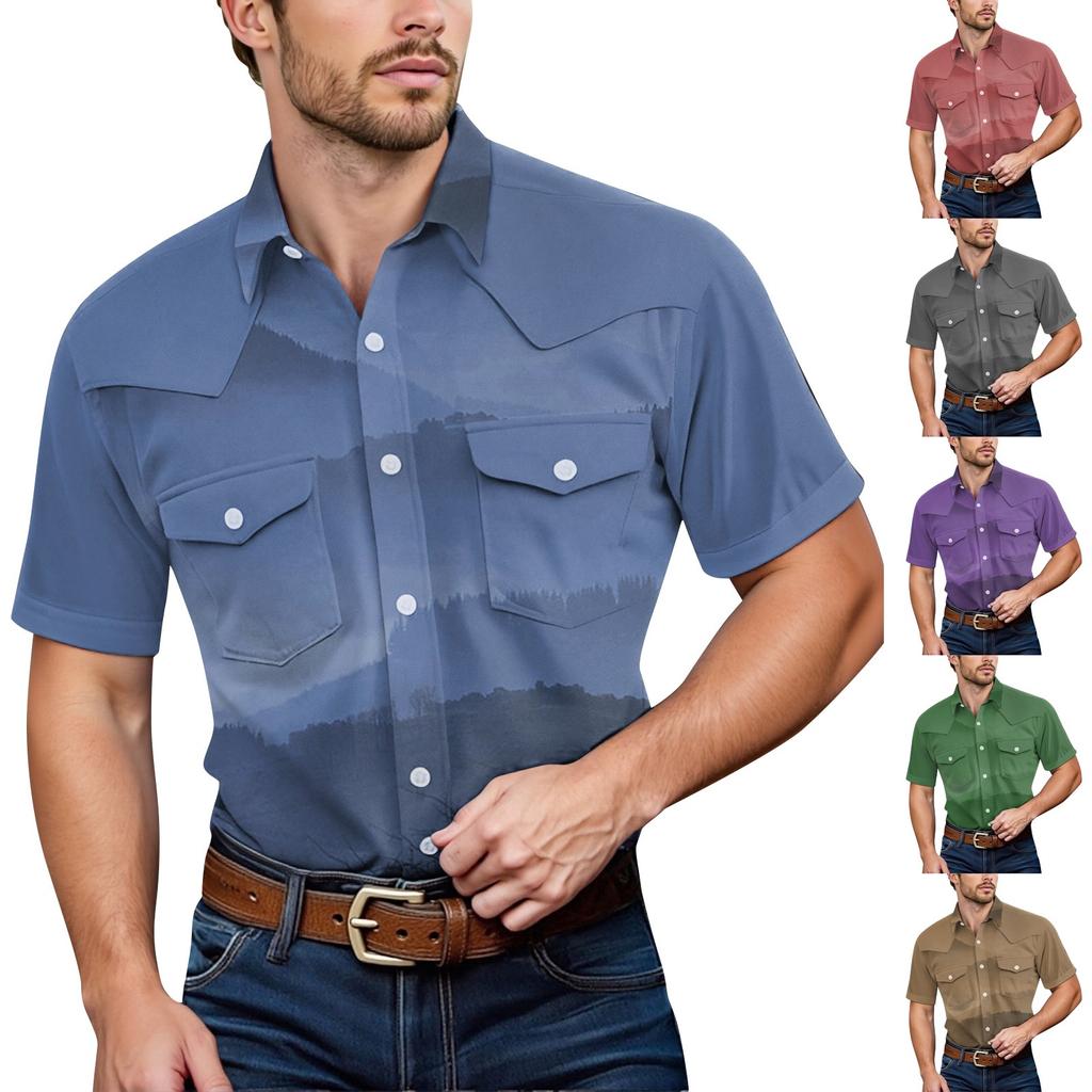 Men'S Fashionable Lapel And Shoulder Length Short Sleeved Casual Top