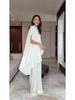 2026 Spring White Wide-Leg Pants Suit: Casual Two-Piece with Irregular Design