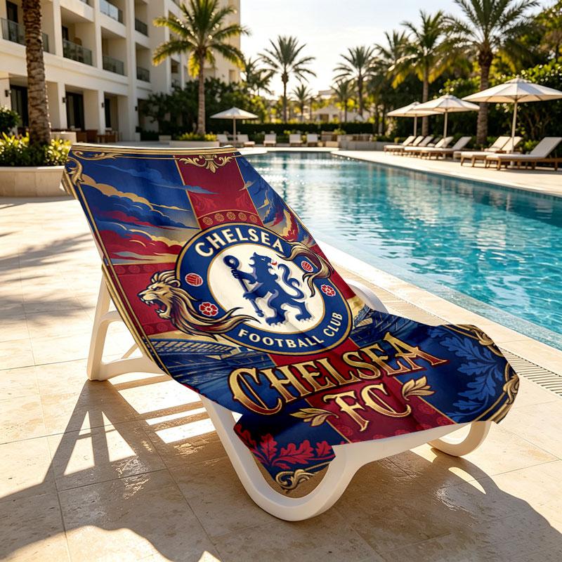 Chelsea FC Print Beach Towel Design, Soft, Lightweight. for Home Bathroom, Spa, Pool, Yoga, Surfing, Camping, Gift for Family, Friend