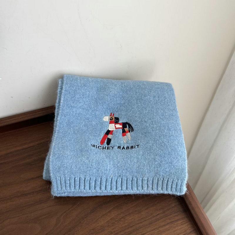 Korean Cute Pony Embroidered Scarf Women's Winter Fashion Versatile Atmosphere Warm and Cold Knitted Scarf Couple