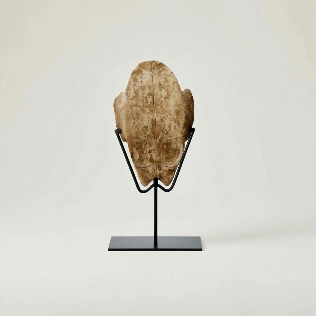 Turtle Carapace on Stand Tabletop Decor Antique-Vintage-Look Bone