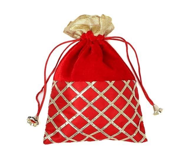 @ Indyjska Tradycyjna Welurowa Torebka Potli Dla Kobiet Czerwony Kolor 25g Zr-2985-60%Zniżki