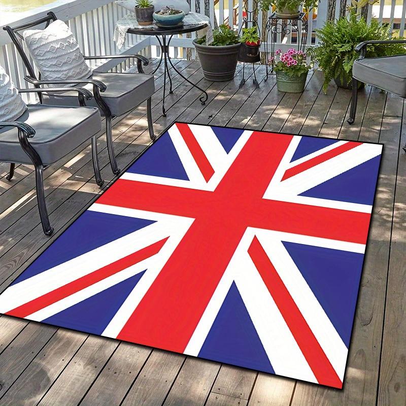British Flag Pattern Outdoor - 800g/m² High Quality Crystal Velvet Mat for Patio,Balcony,Camping,and Picnic - All-Season Durable Deck Mat Fo