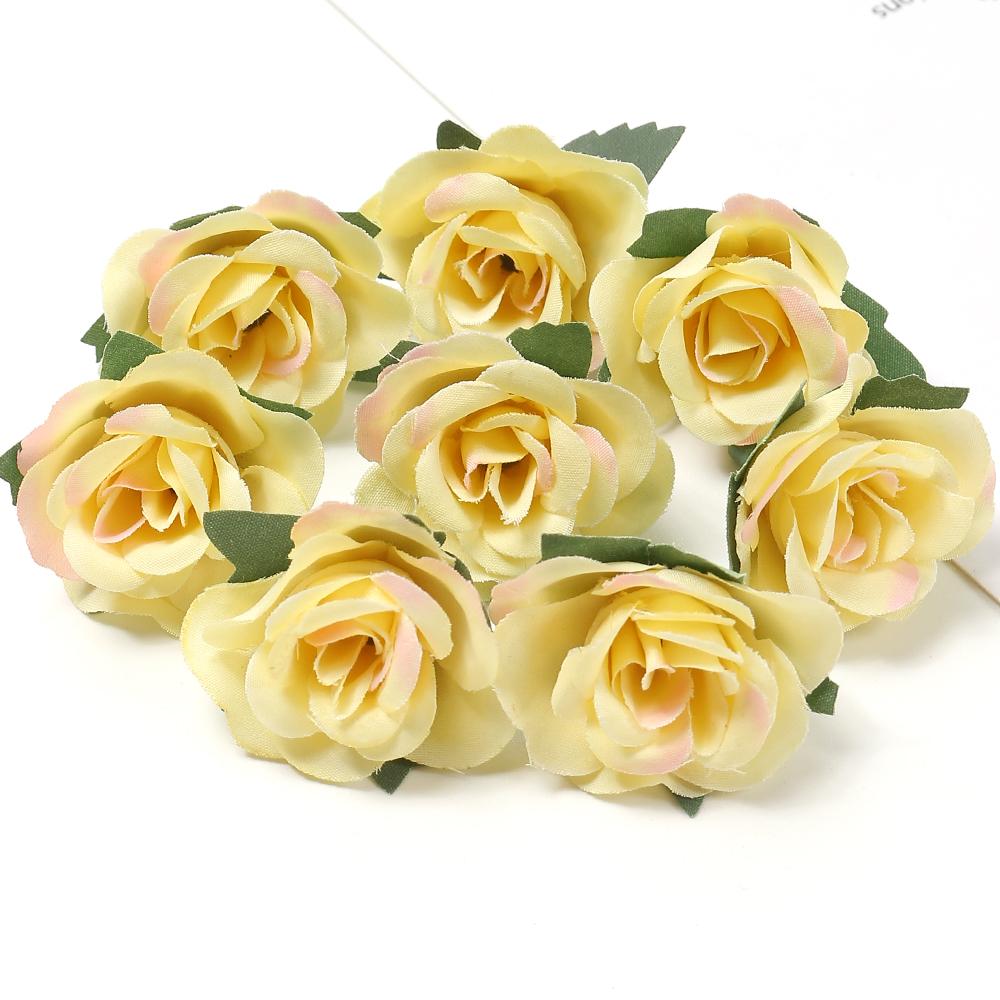 10/20Pcs 3.5cm Mini Rose Artificial Flowers Heads for Home Decor Garden Wedding Decoration Fake Flowers DIY Craft Accessories