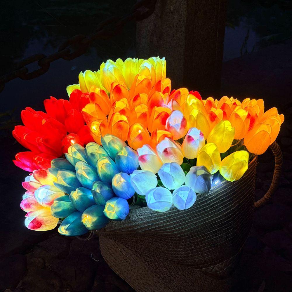 5pcs/15pcs Warm Light LED Artificial Flowers Real Touch Tulip Lamp Tulip Night Light Photo Prop