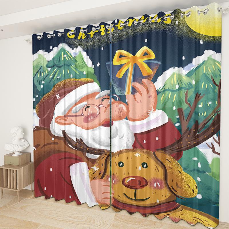 Christmas Curtains Bedroom Living Room Balcony Blackout Curtains Office Hotel Insulation Curtains