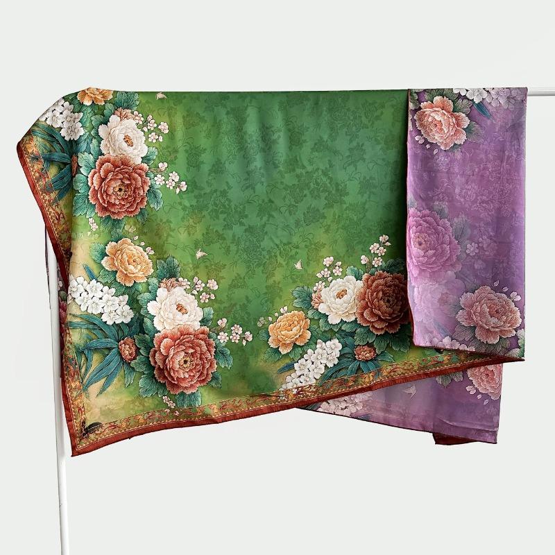 Chinese style fragrant cloud gauze square scarf silk scarf floralsprinting double-sided silk scarf shawl