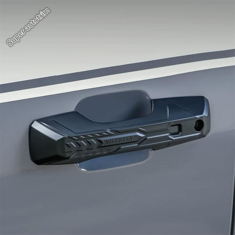 Car Rear Tail Gate Handle Protection Cover Outer Side Door Handle Trim ABS Glossy Black Accessories For BYD Leopard 5 2024 2025