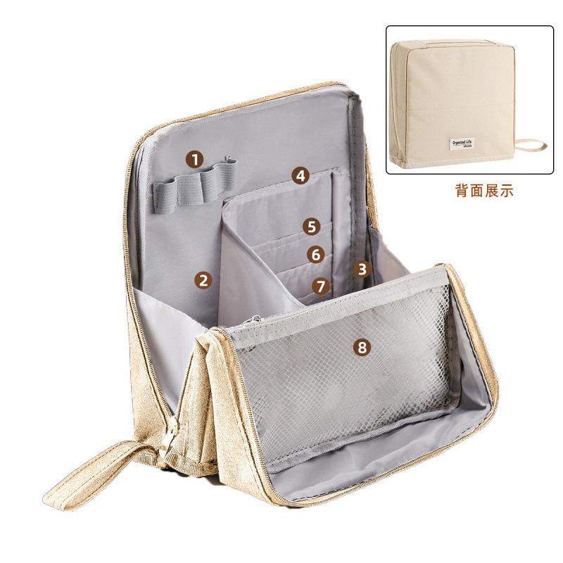 

Super-large Capacity Pen Case Student Study Supplies Storage Bag College Student Makeup Bag High Appearance Level Stationery Box бежевий