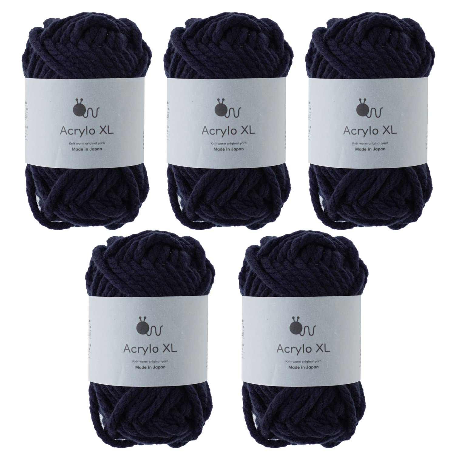 

Acrylo XL Extra Thick Wool 50g Made in Set Yarn, (approx. 27m), Japan, 5-Ball (Navy Blue)