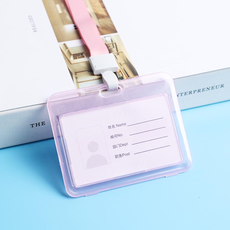Double-Sided Transparent ID Card Holder with Lanyard for Student IDs and Bus Cards
